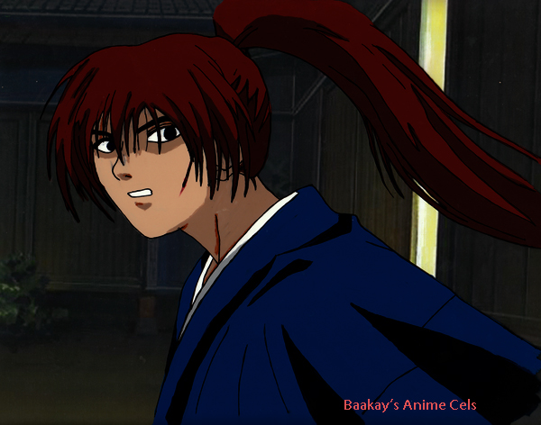 Kenshin, the Hitokiri Battousai, turns in the midst of a pitched battle with the Shinsengumi.